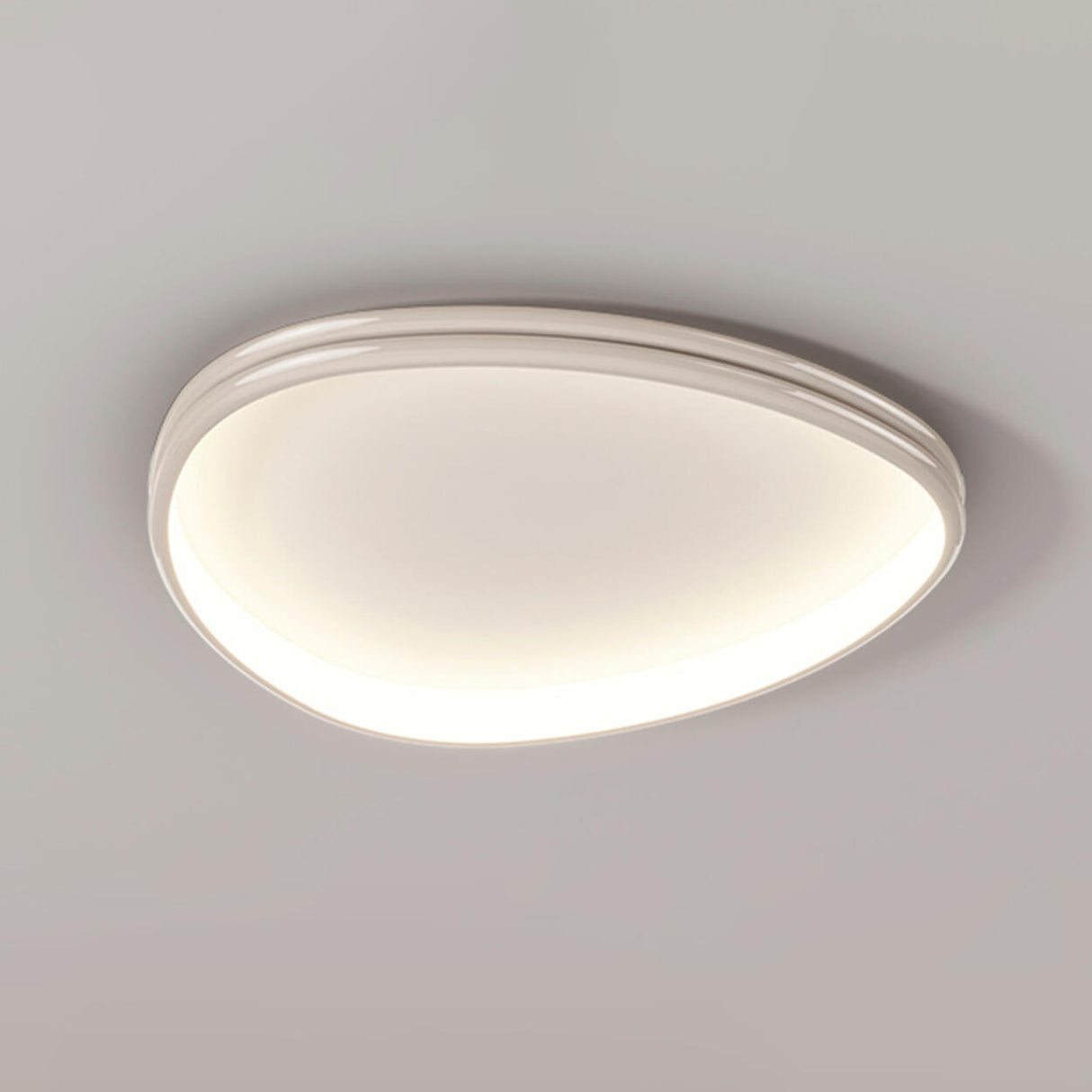 Modern Triple Geometry Chrome LED Flush Mount Light Image - 7