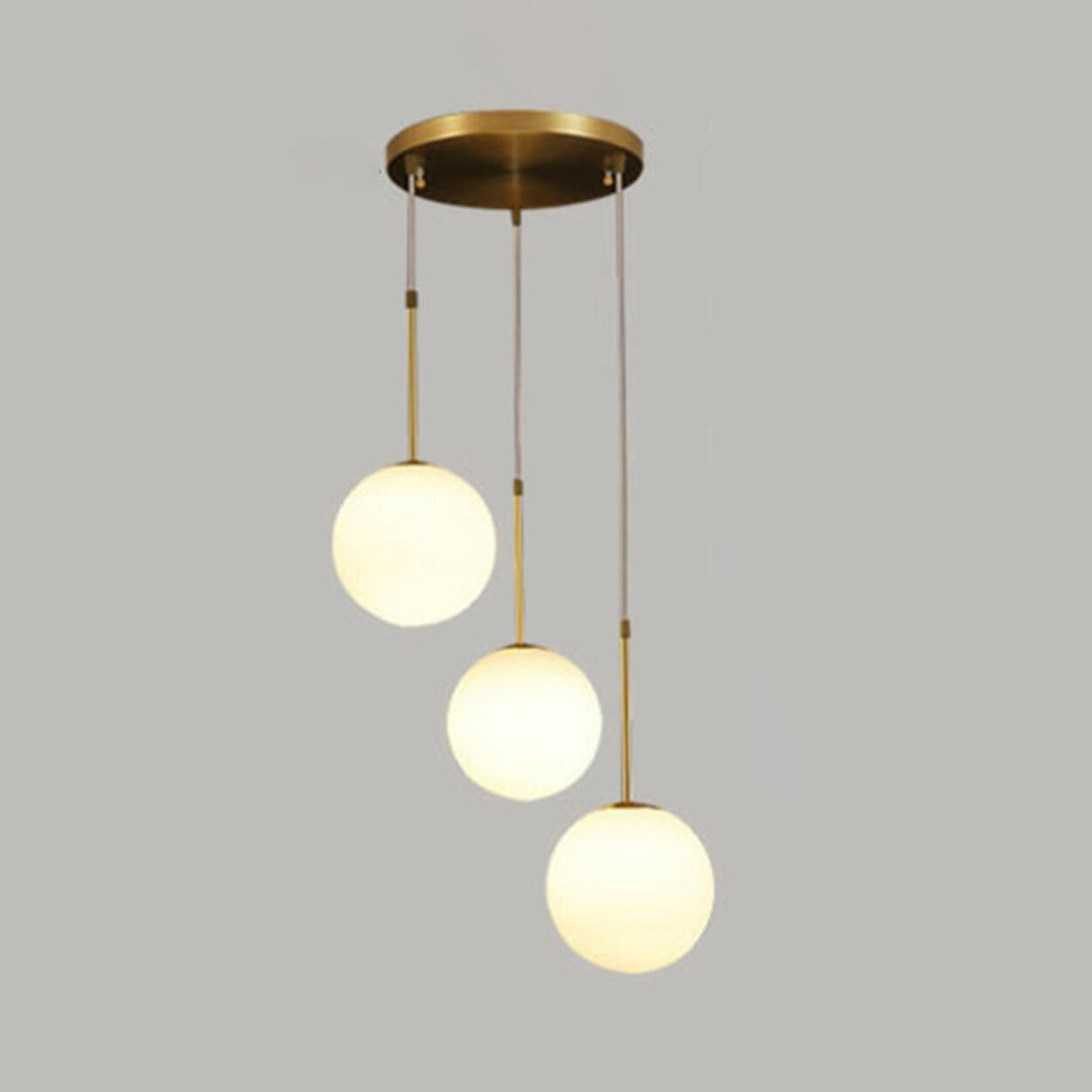 Modern Triple Globe Glass Pendant Light Adjustable Cord Image - 3