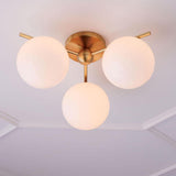 Modern Triple Globe Semi-Flush Mount Ceiling Light Image - 1