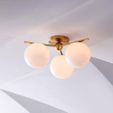 Modern Triple Globe Semi-Flush Mount Ceiling Light Image - 3