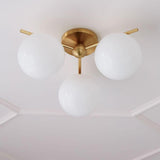 Modern Triple Globe Semi-Flush Mount Ceiling Light Image - 4