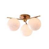 Modern Triple Globe Semi-Flush Mount Ceiling Light Image - 5