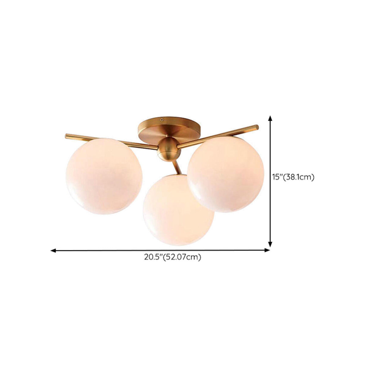 Modern Triple Globe Semi-Flush Mount Ceiling Light 