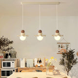 Modern Triple Globe Wavy Ceramic Resin Pendant Light Image - 1