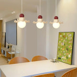 Modern Triple Globe Wavy Ceramic Resin Pendant Light Image - 16