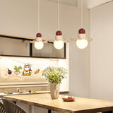 Modern Triple Globe Wavy Ceramic Resin Pendant Light Image - 7