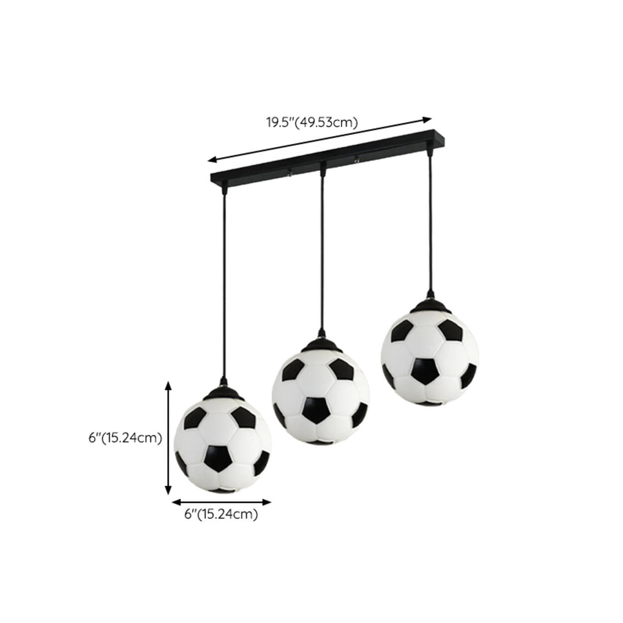 Modern Triple Soccer Ball Hanging Pendant Light Kids' Room Image - 17