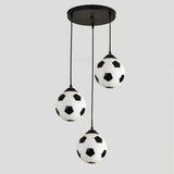 Modern Triple Soccer Ball Hanging Pendant Light Kids' Room Image - 7