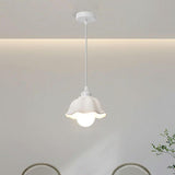 Modern Triple White Ceramics Flower Pendant Light Image - 3