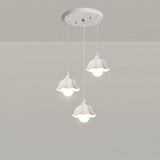 Modern Triple White Ceramics Flower Pendant Light Image - 5