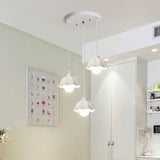 Modern Triple White Ceramics Flower Pendant Light Image - 6