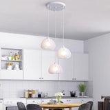 Modern Triple White Drum Lucite Acrylic Pendant Light Image - 1