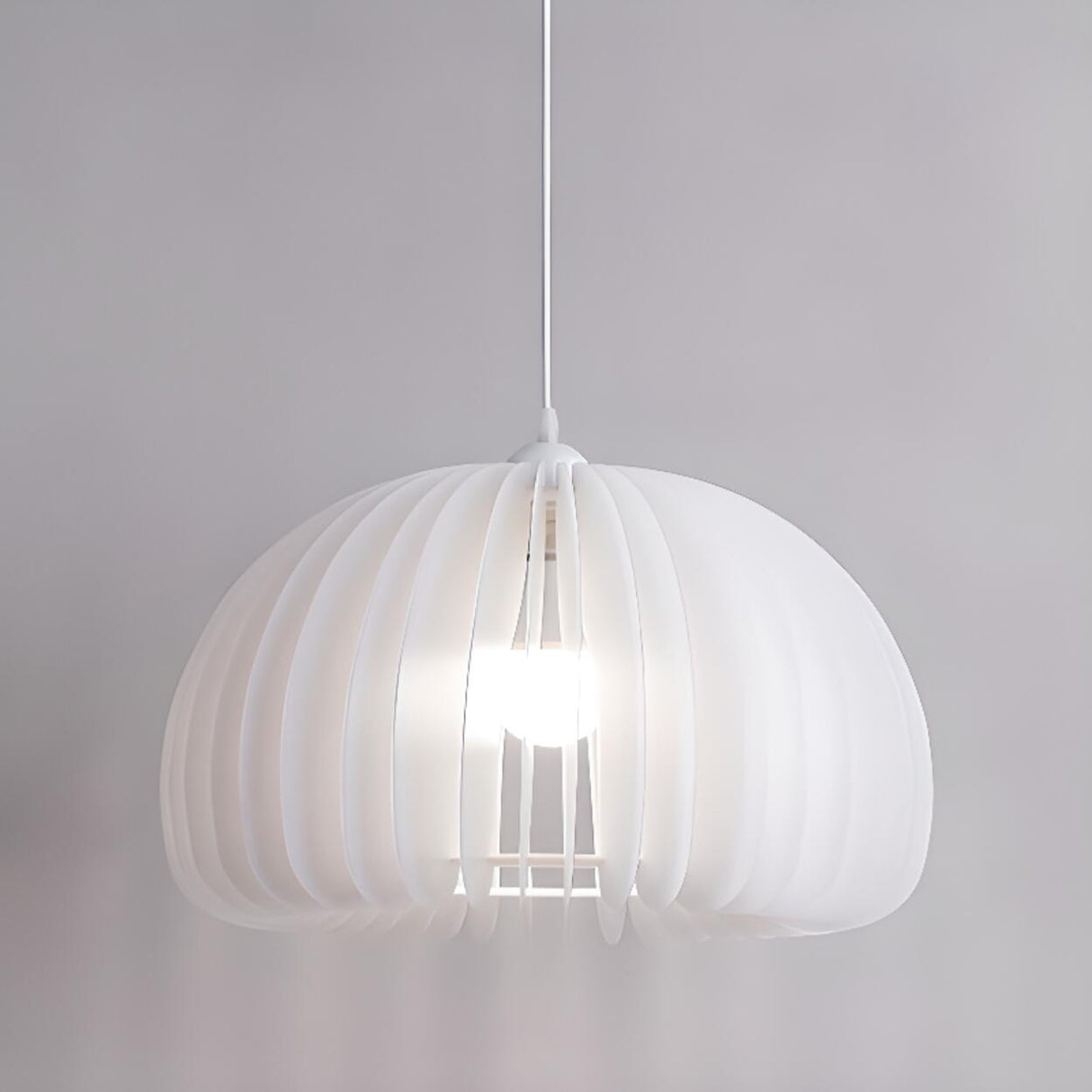 Modern Triple White Drum Lucite Acrylic Pendant Light Image - 11