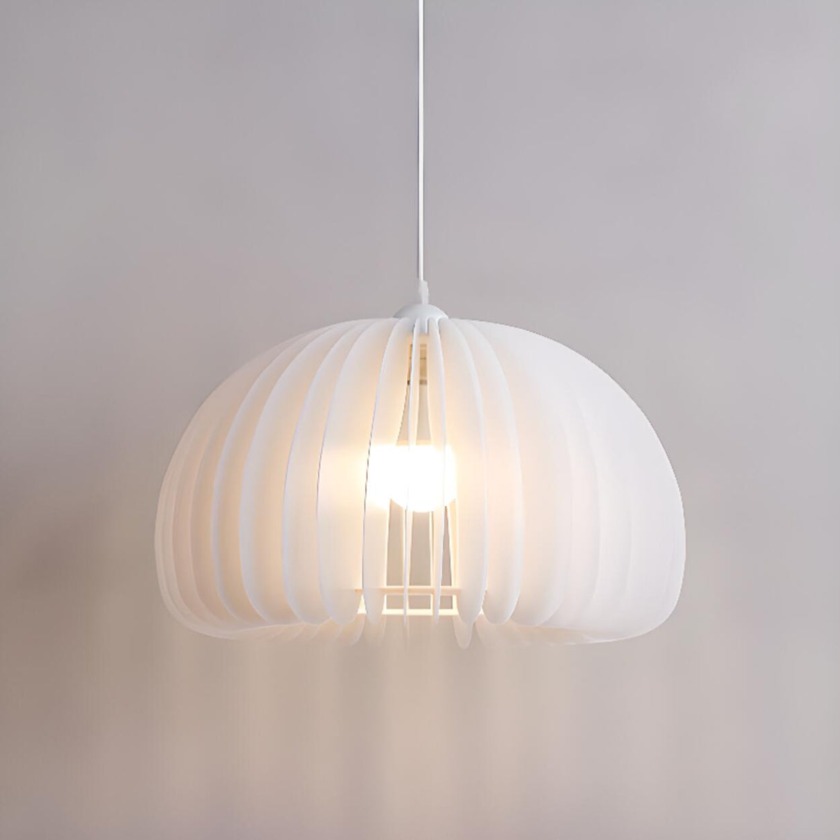 Modern Triple White Drum Lucite Acrylic Pendant Light Image - 12