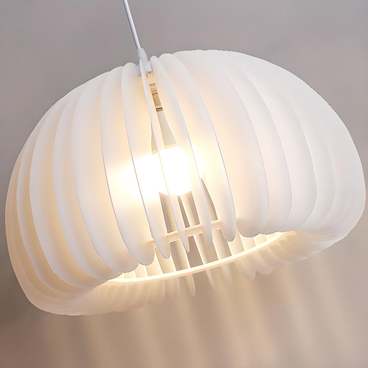 Modern Triple White Drum Lucite Acrylic Pendant Light Image - 14