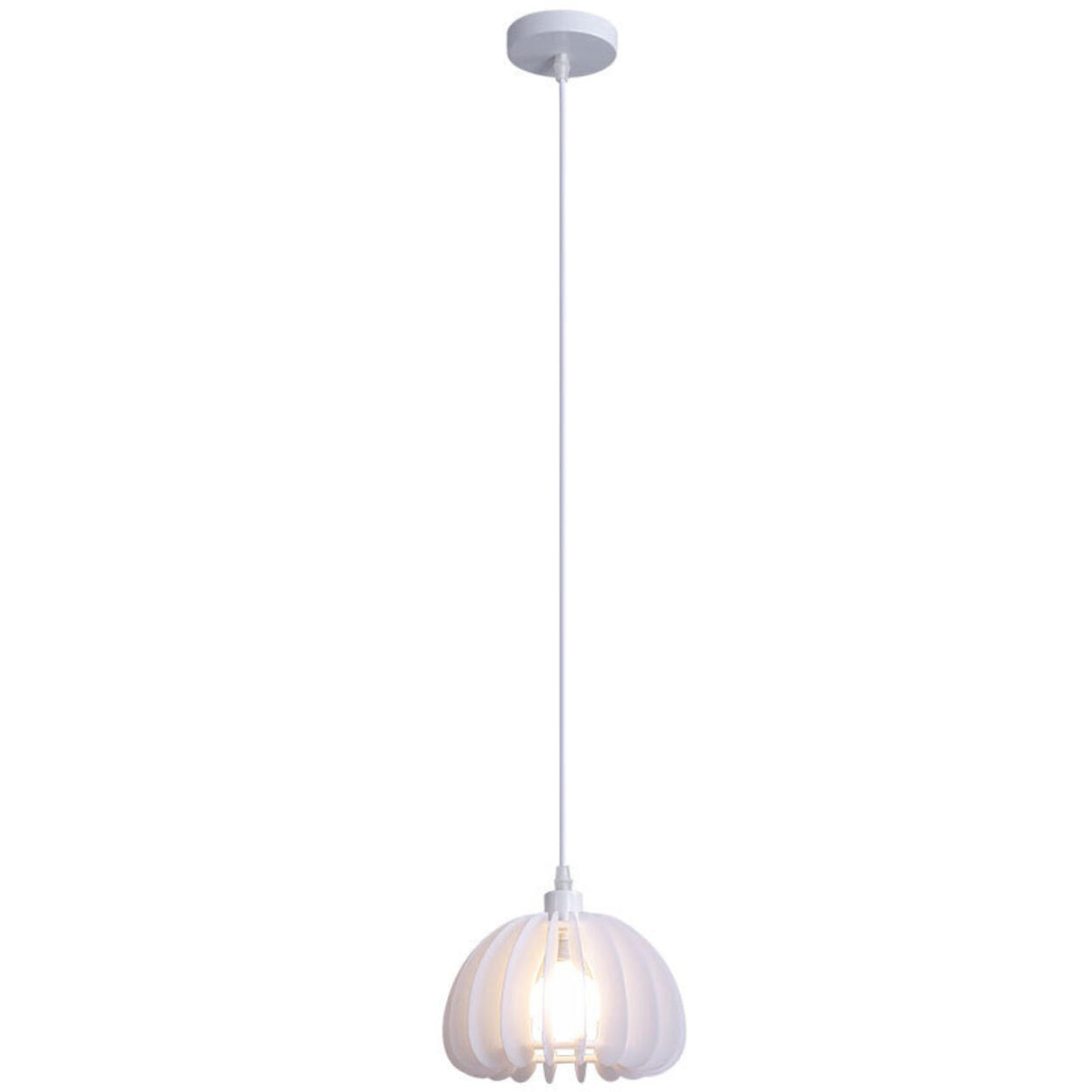 Modern Triple White Drum Lucite Acrylic Pendant Light Image - 5