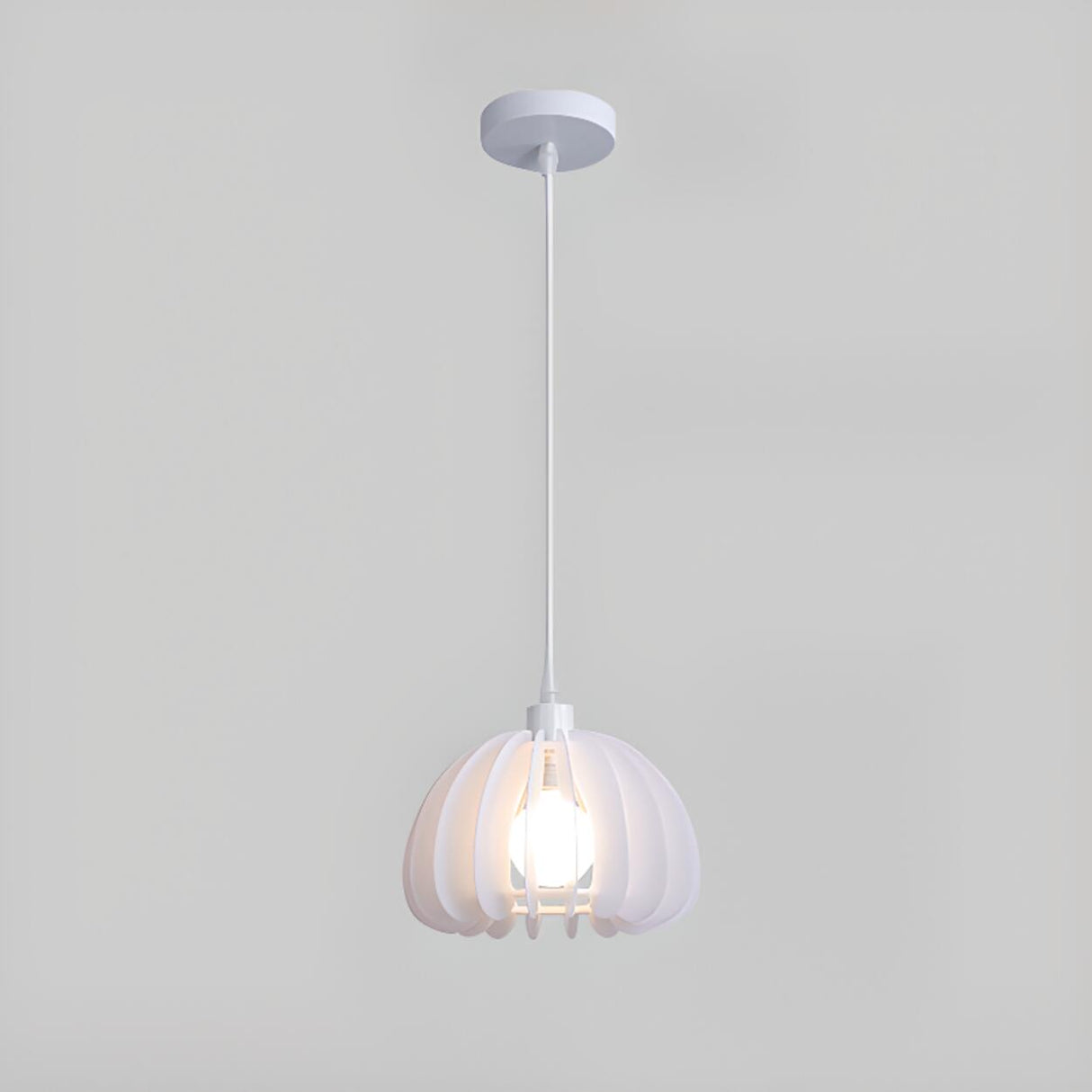 Modern Triple White Drum Lucite Acrylic Pendant Light Image - 6