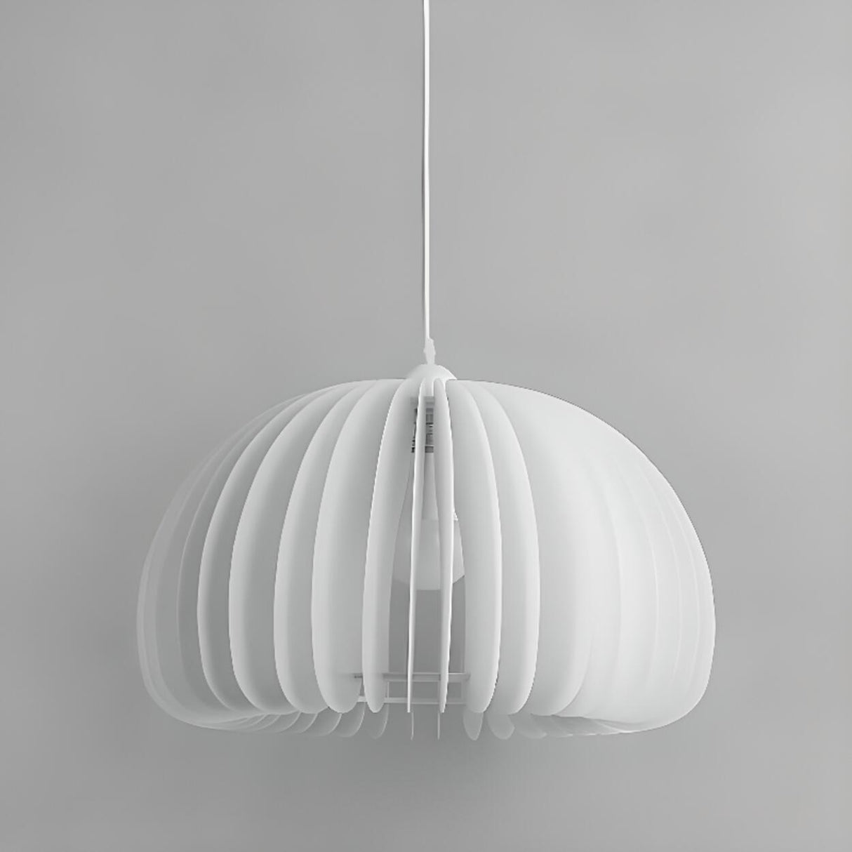 Modern Triple White Drum Lucite Acrylic Pendant Light Image - 9