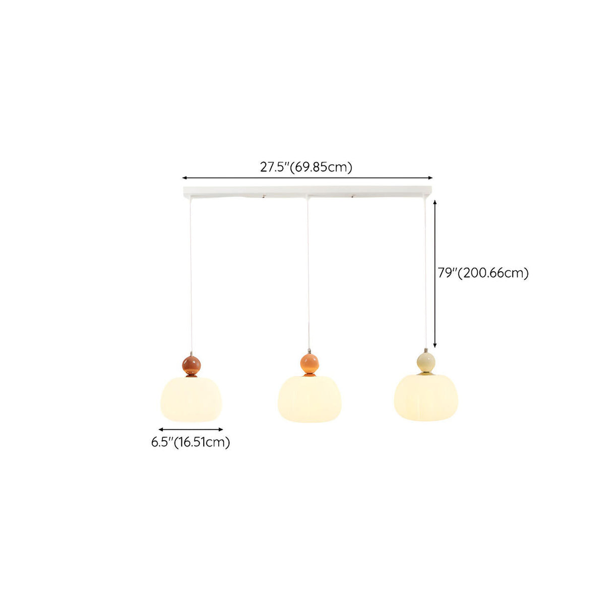 Modern Triple White Globe Linear Bedroom Pendant Light Set Image - 17