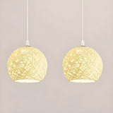 Modern Triple Woven Ball Dining Room Pendant Light Set Image - 10