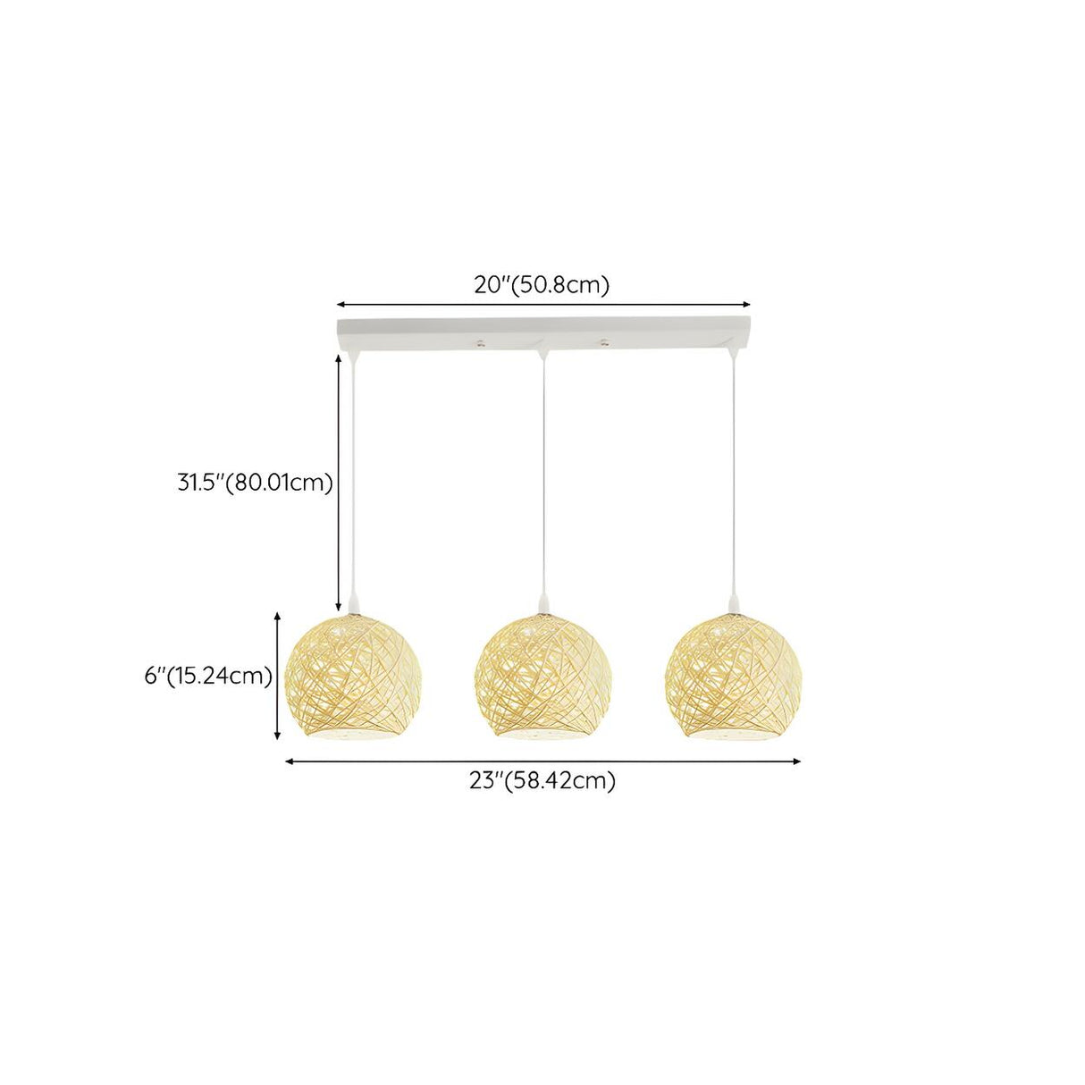 Modern Triple Woven Ball Dining Room Pendant Light Set Image - 13