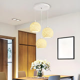 Modern Triple Woven Ball Dining Room Pendant Light Set Image - 2