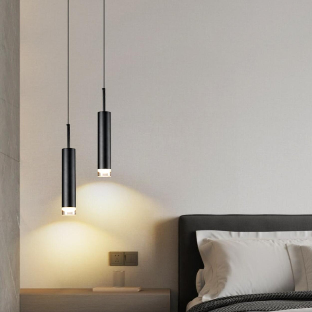 Modern Tube Acrylic Hardwired Bedroom Pendant Light Image - 4