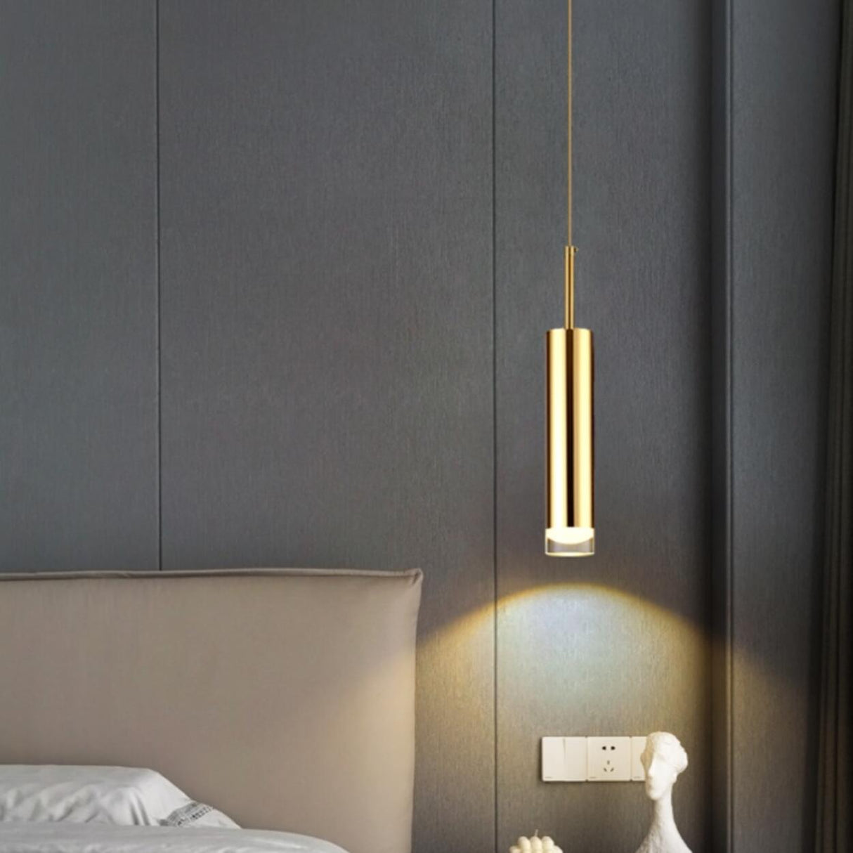 Modern Tube Acrylic Hardwired Bedroom Pendant Light Image - 6