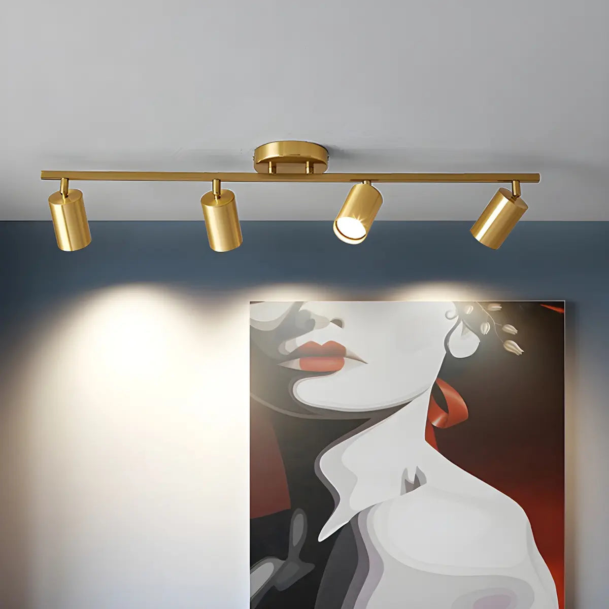 Modern Tubular Metal Ceiling Spotlight Gold Track Light Image - 2