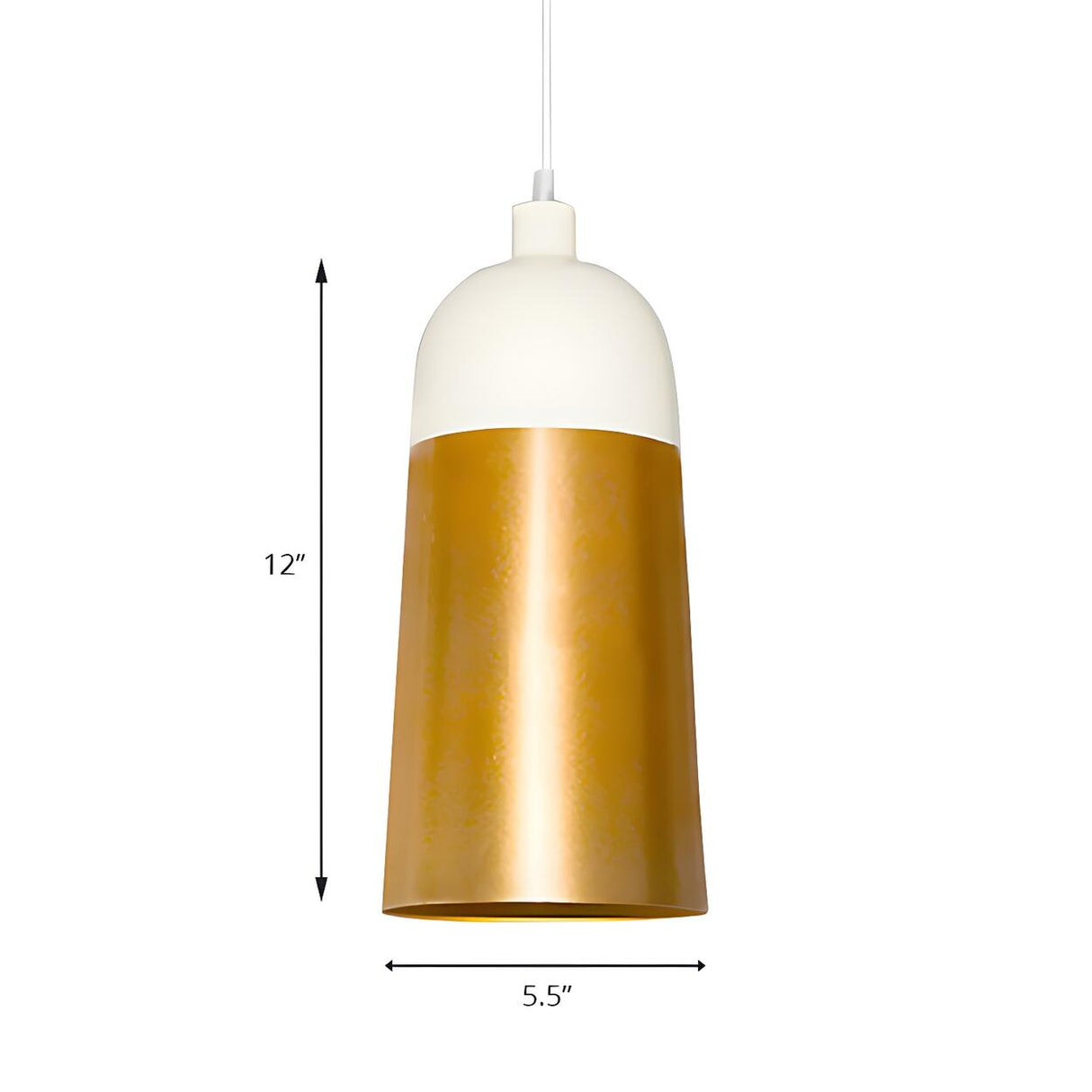 Modern Two-Tone Gold and White Cylinder Pendant Light 