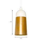 Modern Two-Tone Gold and White Cylinder Pendant Light #size