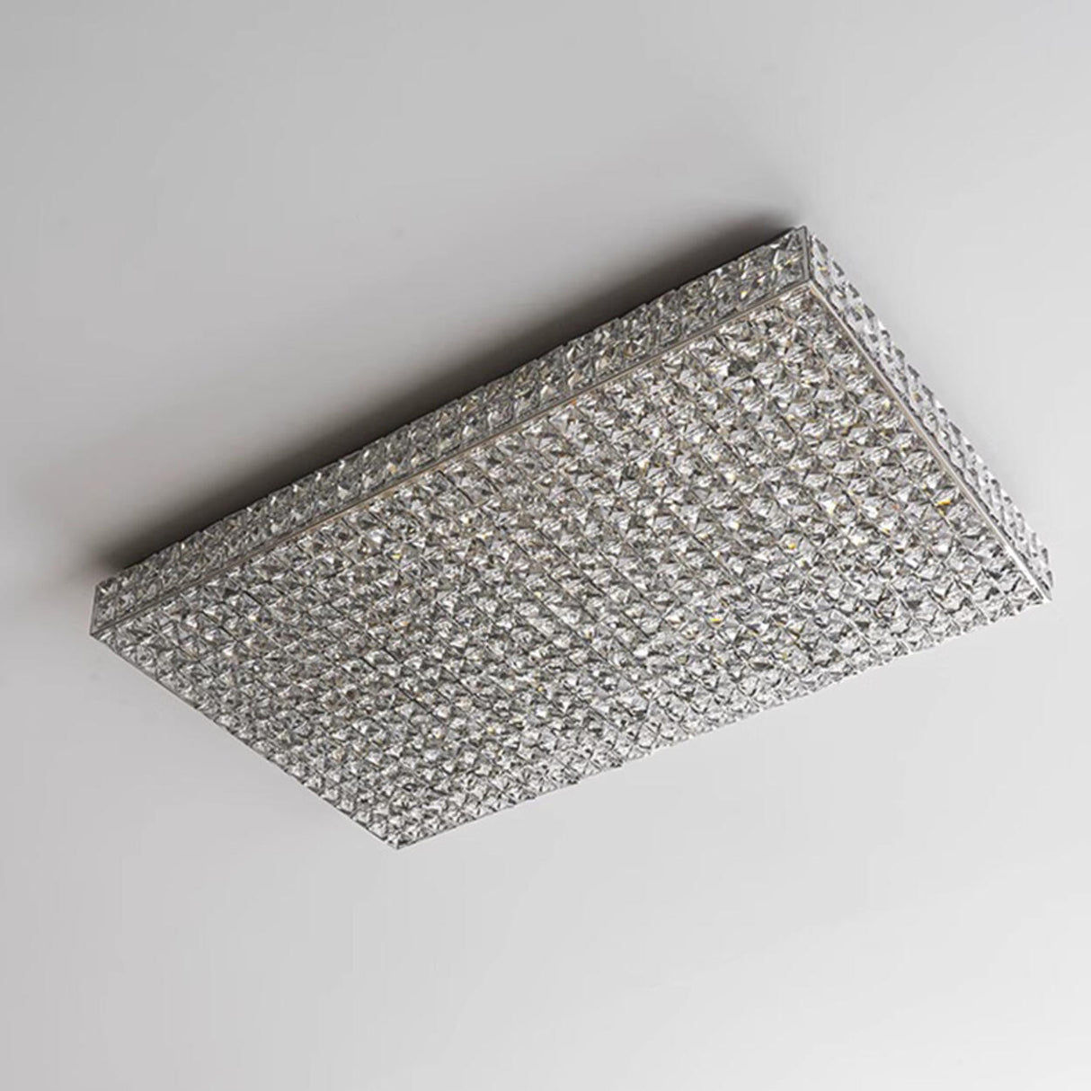 Modern Ultra-thin Rectangular Crystal Flush Mount Light Image - 10