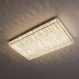 Modern Ultra-thin Rectangular Crystal Flush Mount Light Image - 12