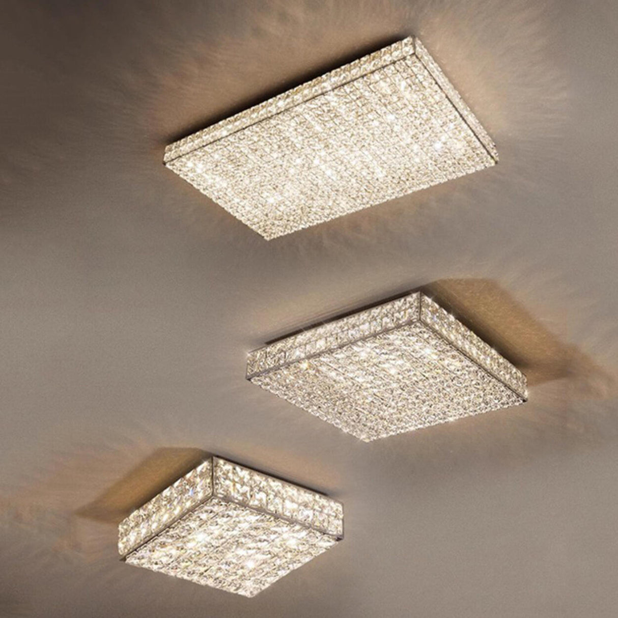 Modern Ultra-thin Rectangular Crystal Flush Mount Light Image - 13