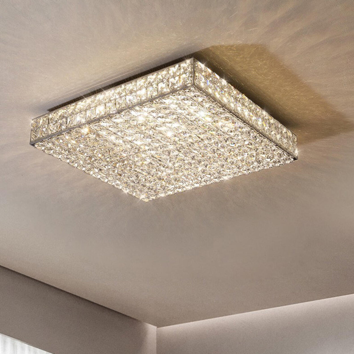 Modern Ultra-thin Rectangular Crystal Flush Mount Light Image - 18