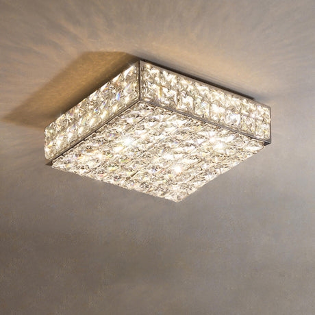 Modern Ultra-thin Rectangular Crystal Flush Mount Light Image - 2