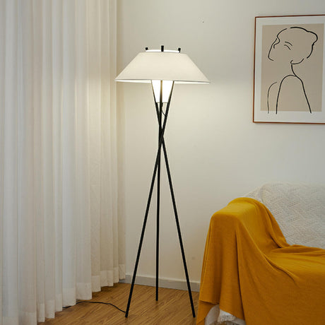 Modern Umbrella Tripod Metal Standing Floor Lamp Image - 2