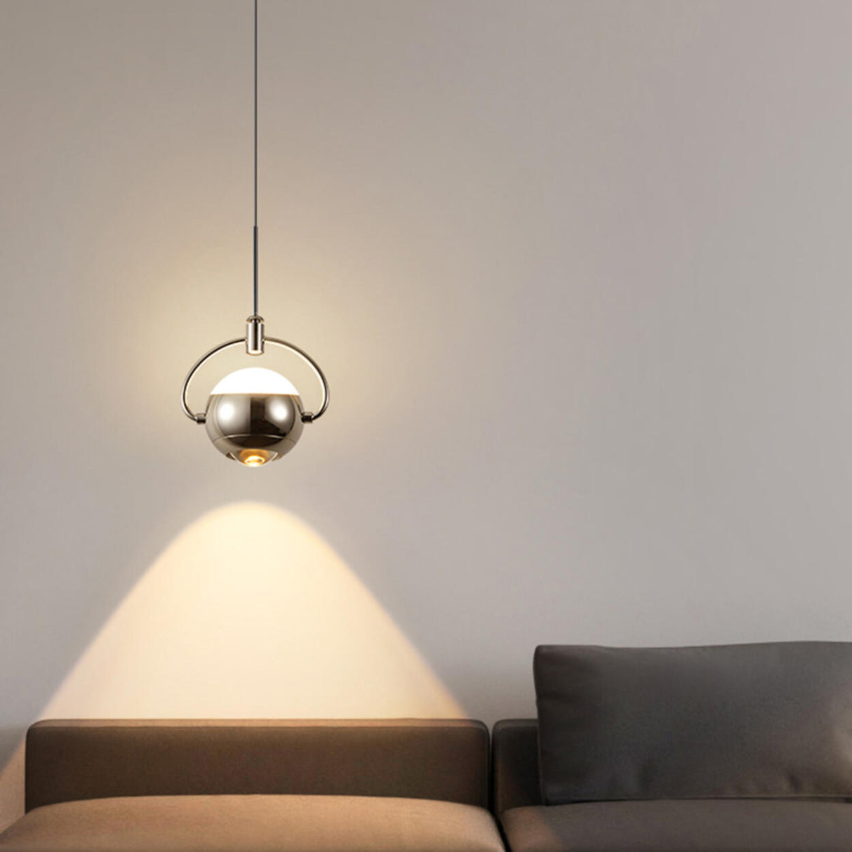 Modern Unique Bedroom Acrylic Spherical Pendant Light Image - 11