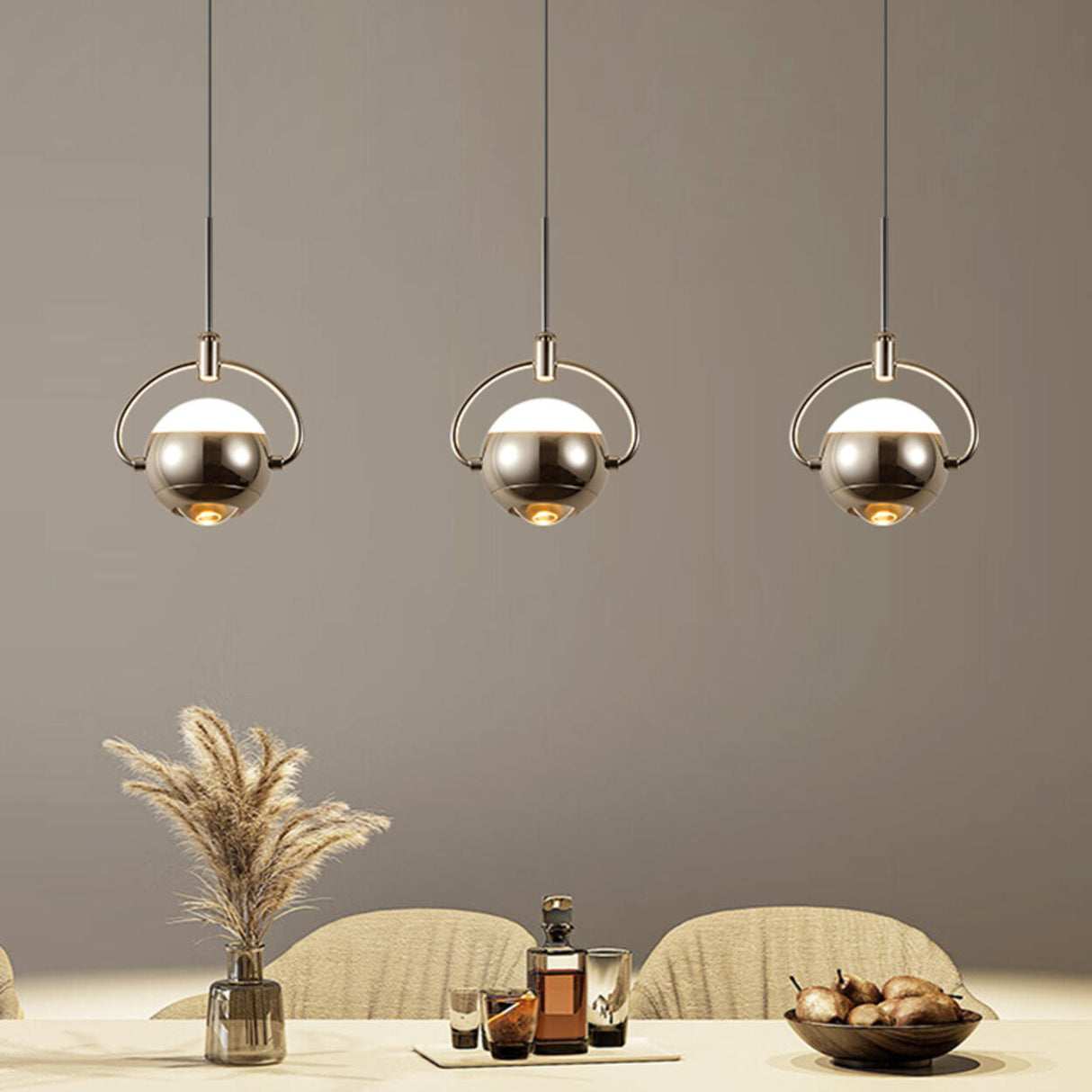 Modern Unique Bedroom Acrylic Spherical Pendant Light Image - 2