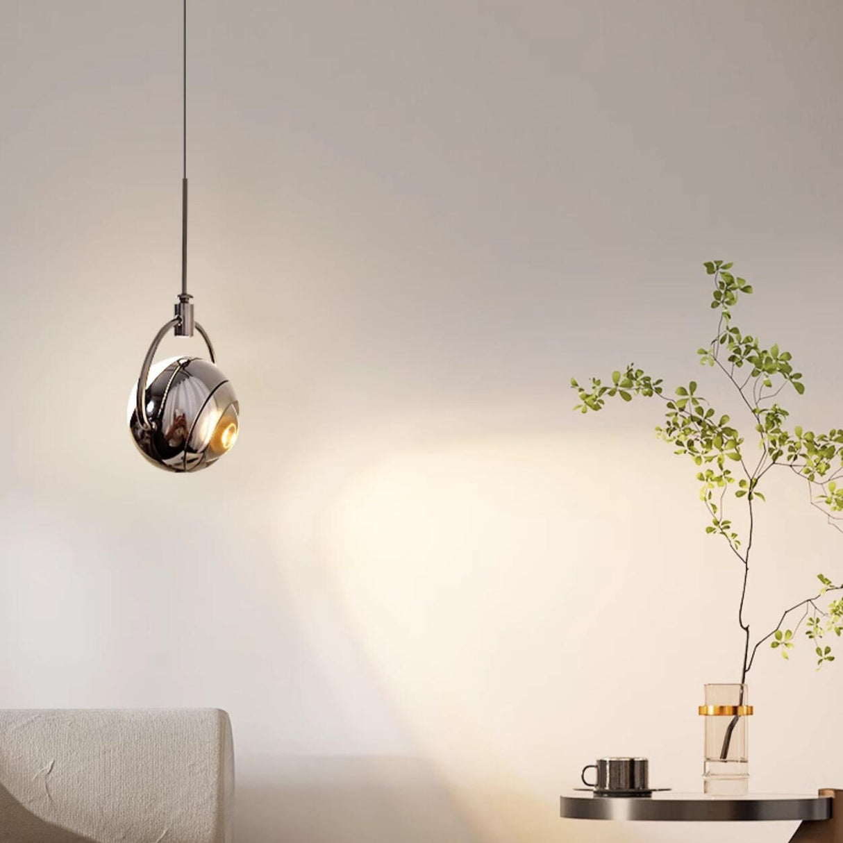 Modern Unique Bedroom Acrylic Spherical Pendant Light Image - 3