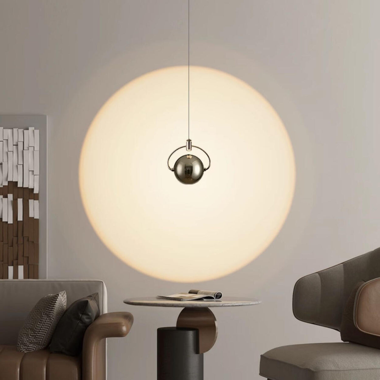 Modern Unique Bedroom Acrylic Spherical Pendant Light Image - 4