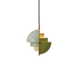 Modern Unique Green Metal Layered Globe Pendant Light Image - 7