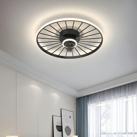 Modern Unique Hollow Round Ceiling Fan with LED Light Image - 1