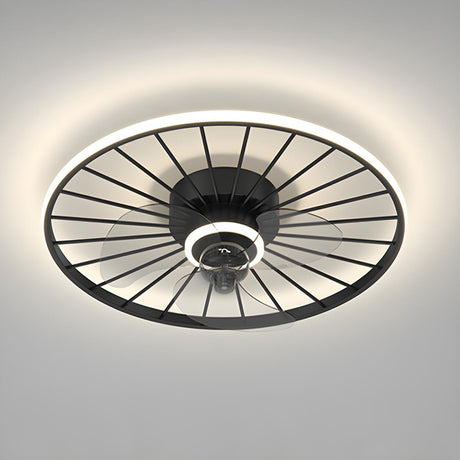 Modern Unique Hollow Round Ceiling Fan with LED Light Image - 2