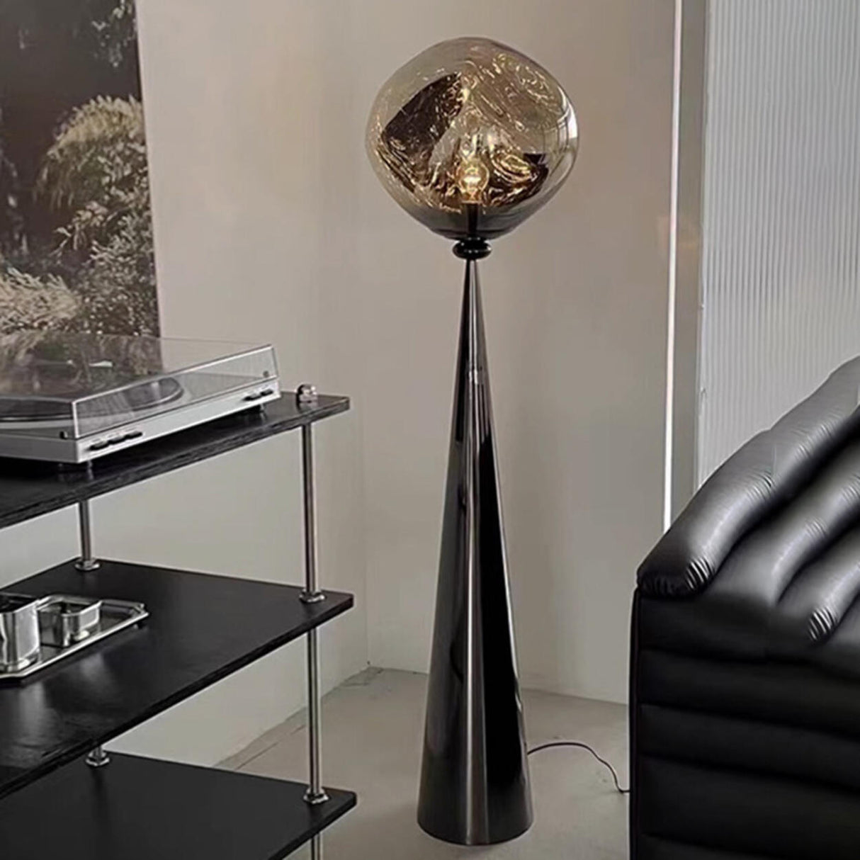 Modern Unique LED Black Lava Metal Floor Lamp Image - 1