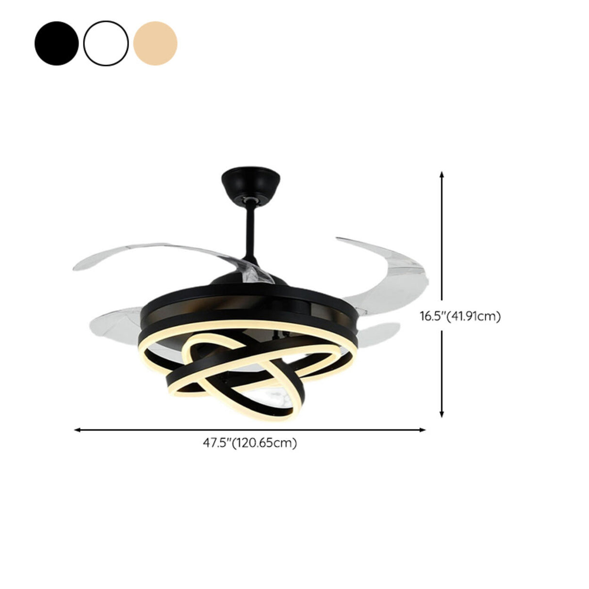 Modern Unique Spiral Round Ceiling Fan with LED Light Image - 12