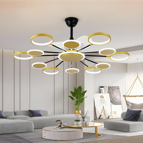 Modern Unique Starburst Metal Ceiling Fan with Light Image - 1