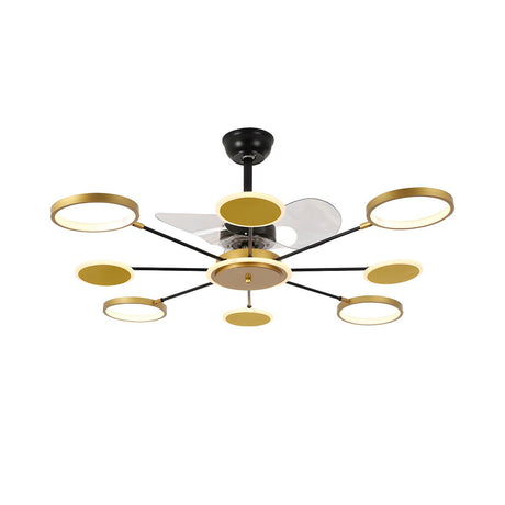 Modern Unique Starburst Metal Ceiling Fan with Light Image - 2