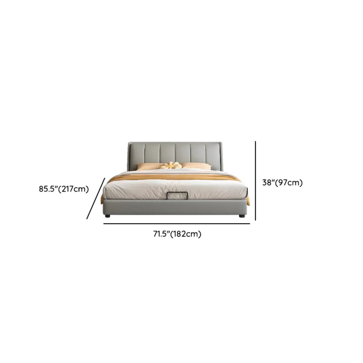 Modern Upholstered Headboard Grey Queen Storage Bed Frame Image - 10