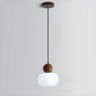 Modern Variable Length Floral Drum Wood Pendant Light Image - 3